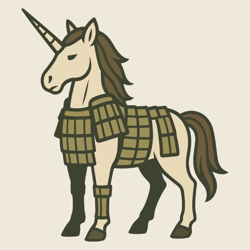 Samurai-Rüstung Einhorn-Krieger-Fantasy-Design