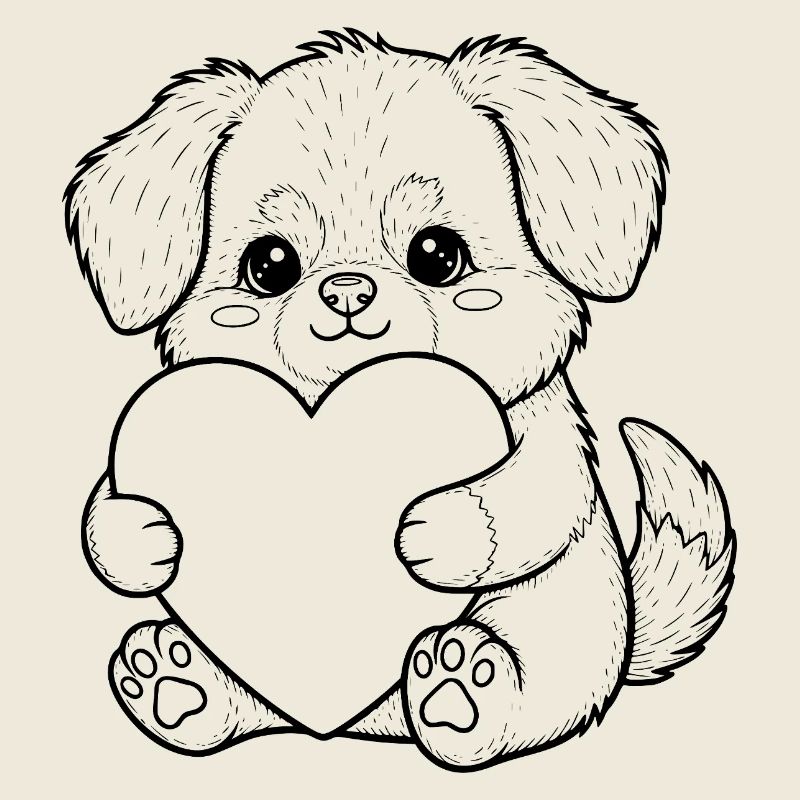 Chiot au cœur - motif de chien mignon dont tomber amoureuse