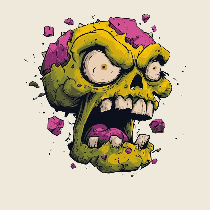 Explodierender Schädel – Comic Horror Motiv