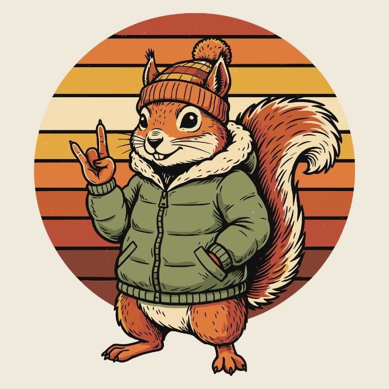 Écureuil Cool - Design Rétro Hivernal