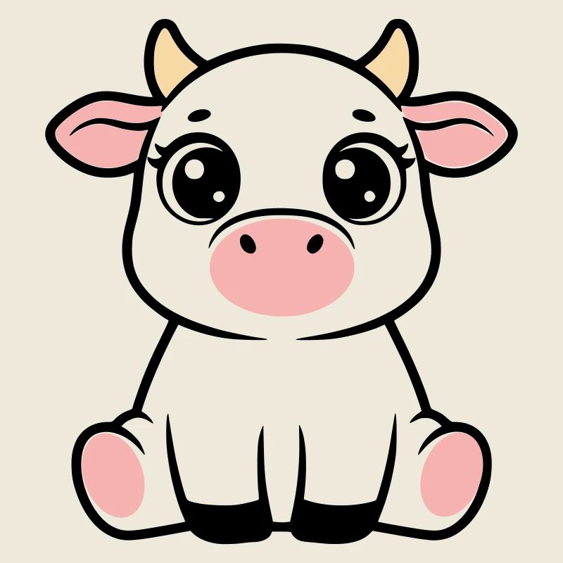 Veau mignon bébé vache qui garde Kawaii