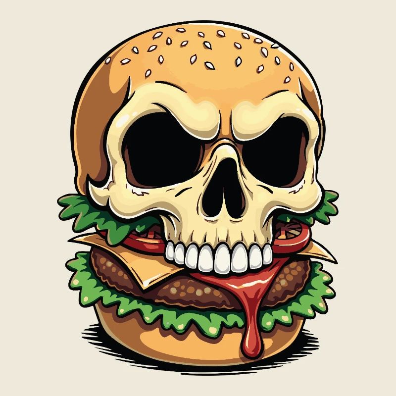 Skull Burger Popart