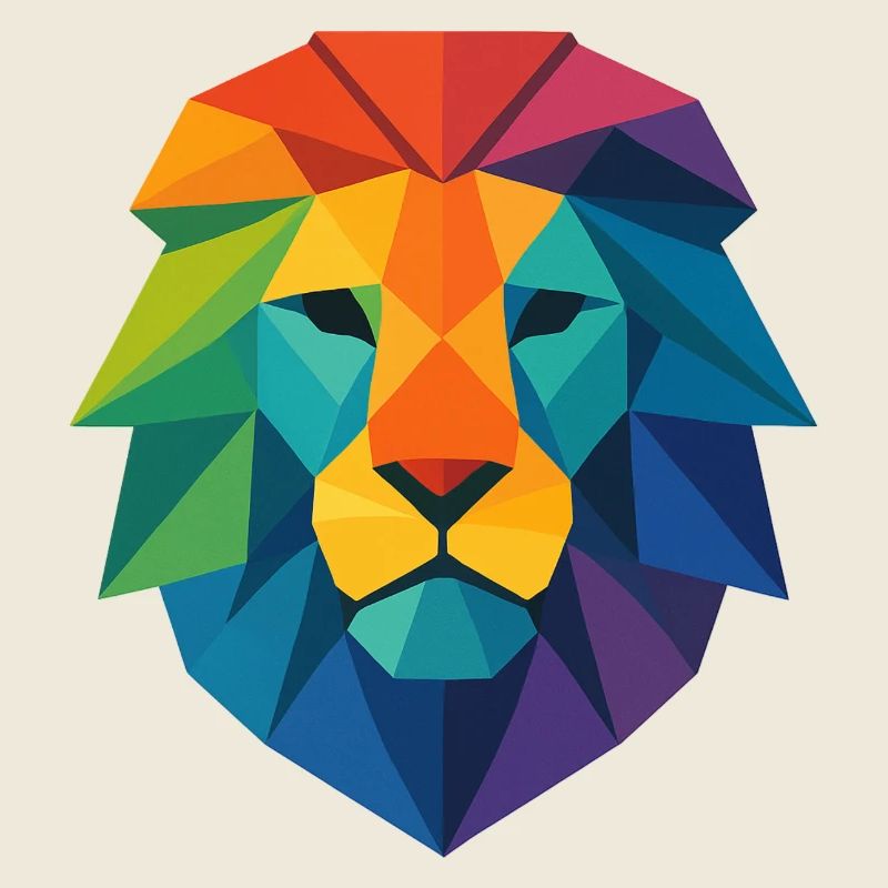 Colorful Wild Poly Low Lion - Art Pop Colors