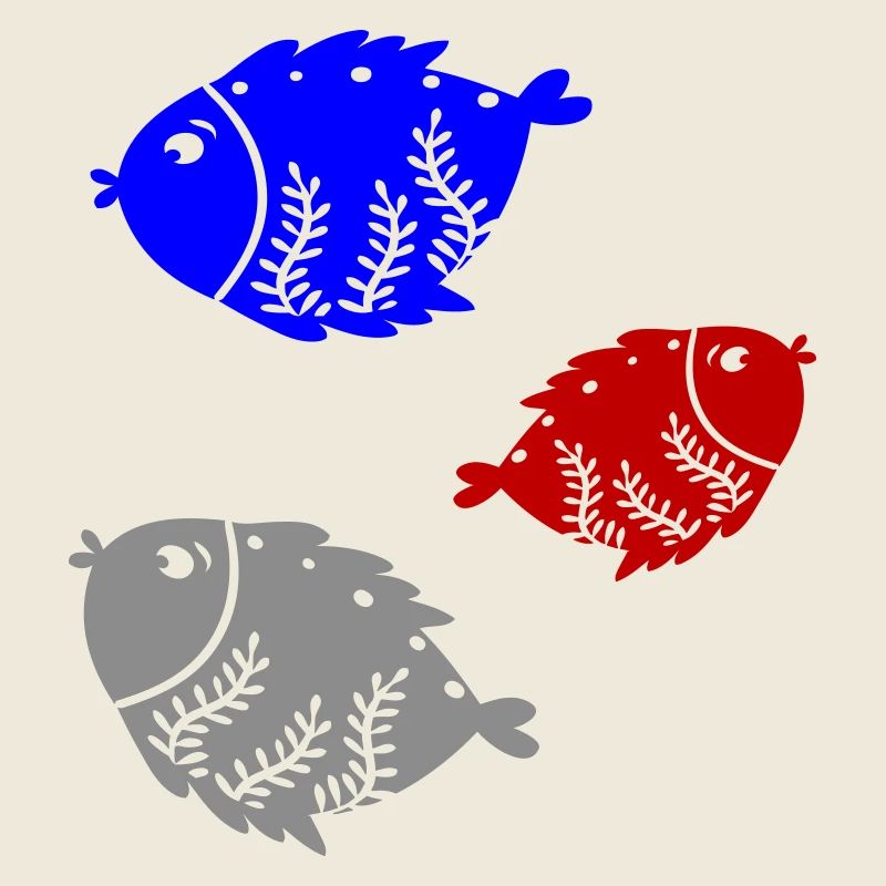 Three colored fish