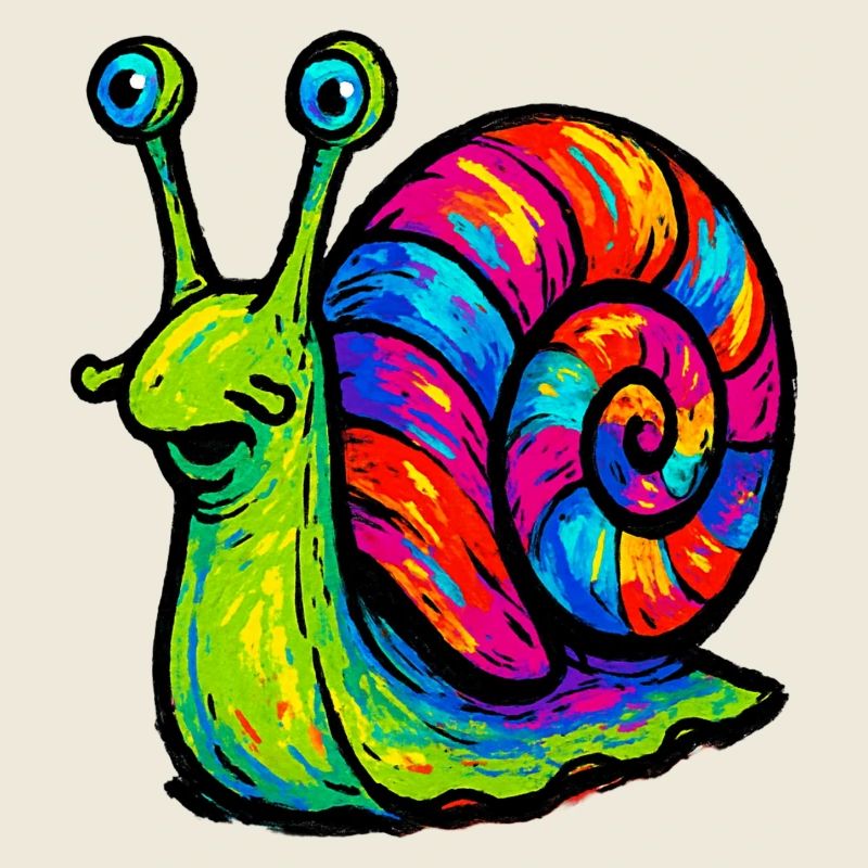 Escargot psychédélique multicolore arc-en-ciel