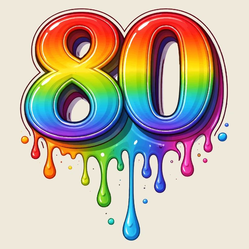 80 Regenbogen Retro Zahl  