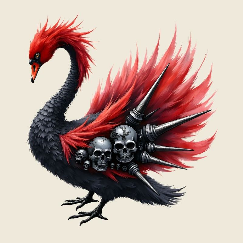 Shadow Raven with Skulls and Spikes