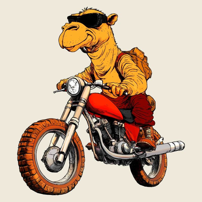 Kamel Motorradfahrer