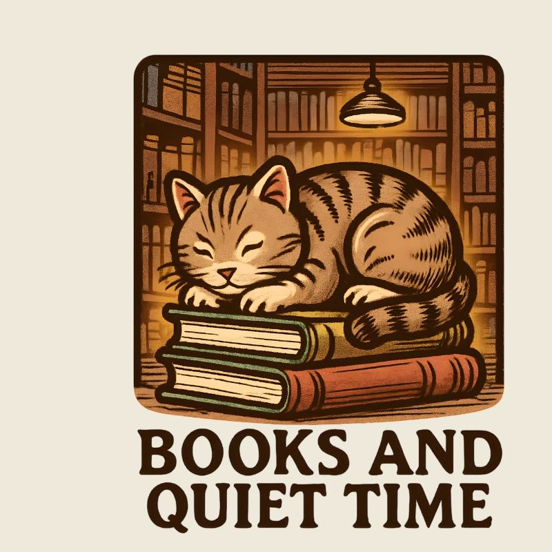 Schlafende Katze über Büchern