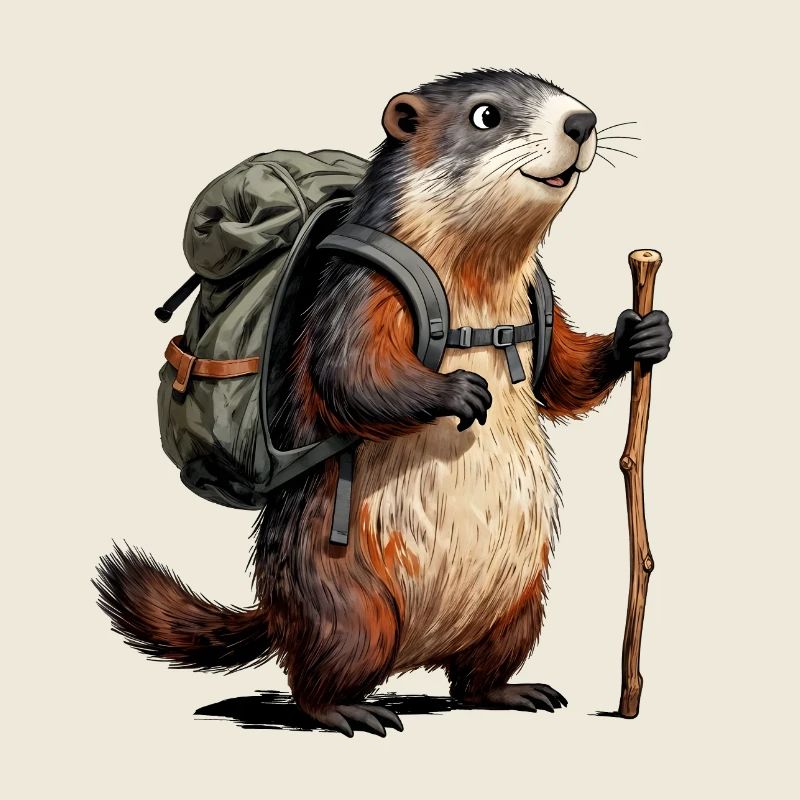 Marmot hiker on trek