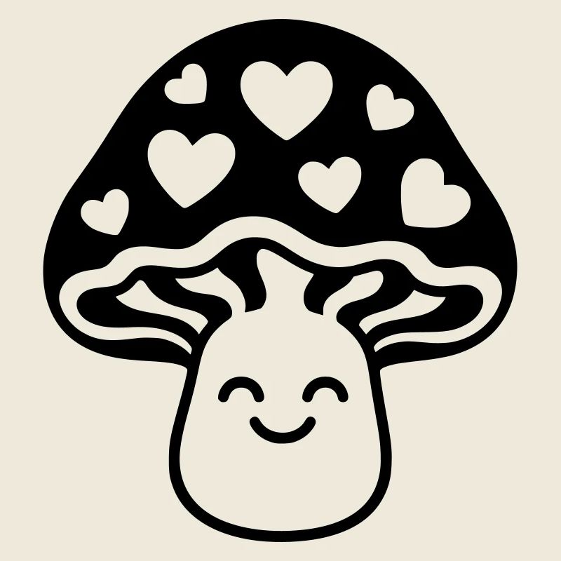 Süßer Pilz mit Herzen und Gesicht