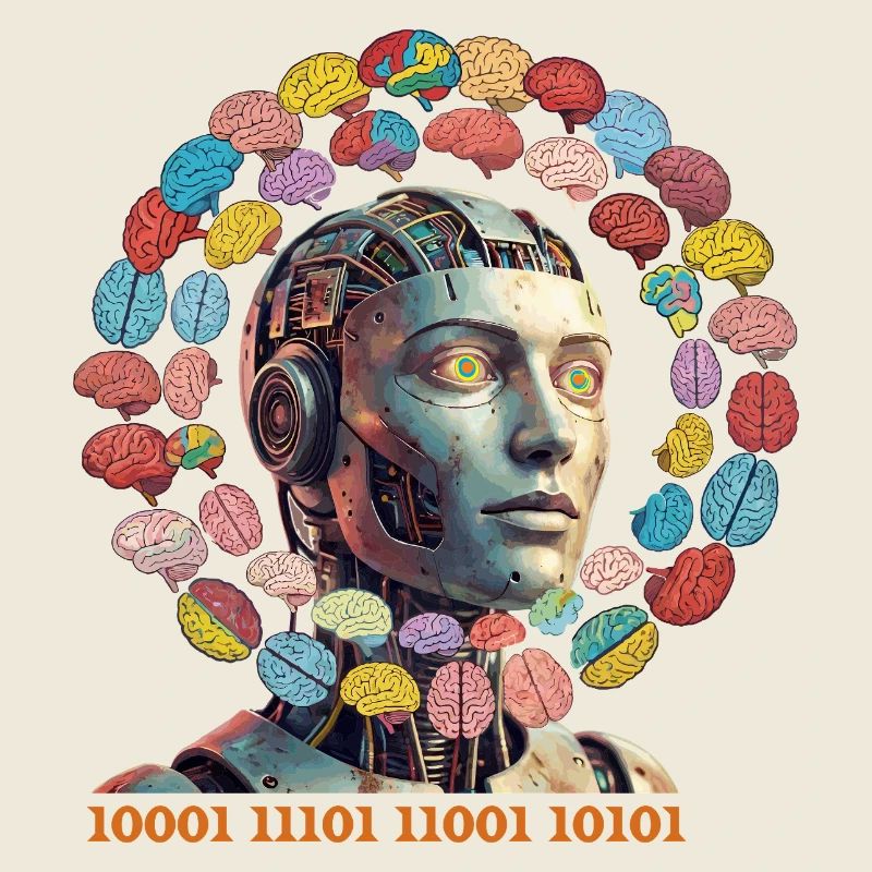 AI brain magic in colorful orbit