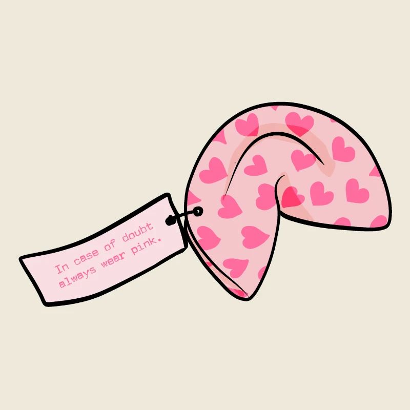 Pink fortune cookie with hearts