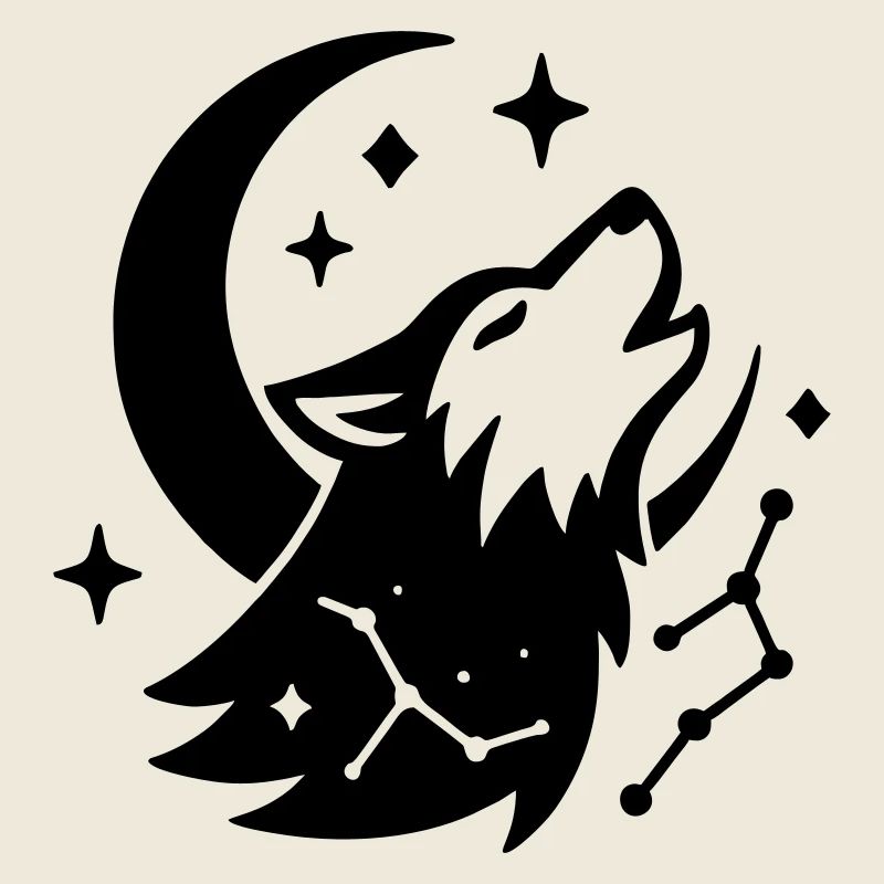 Loup de lune avec constellation