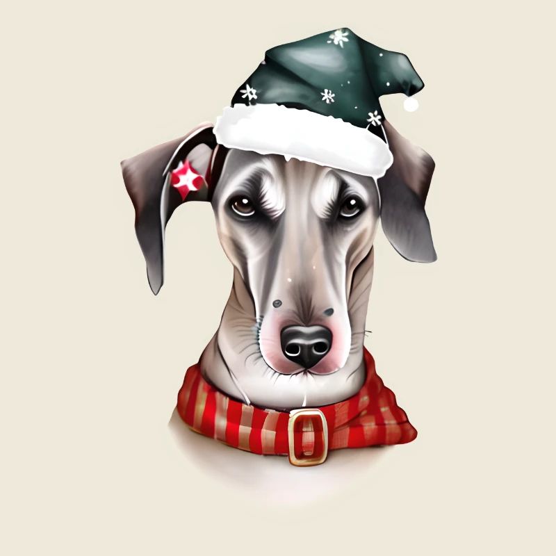 Ein Whippet-Hund im Weihnachtsmannkostüm