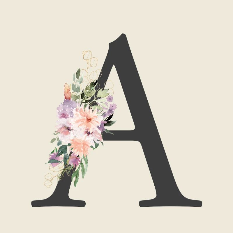Buchstabe A, Monogramm, Bunte Blumen