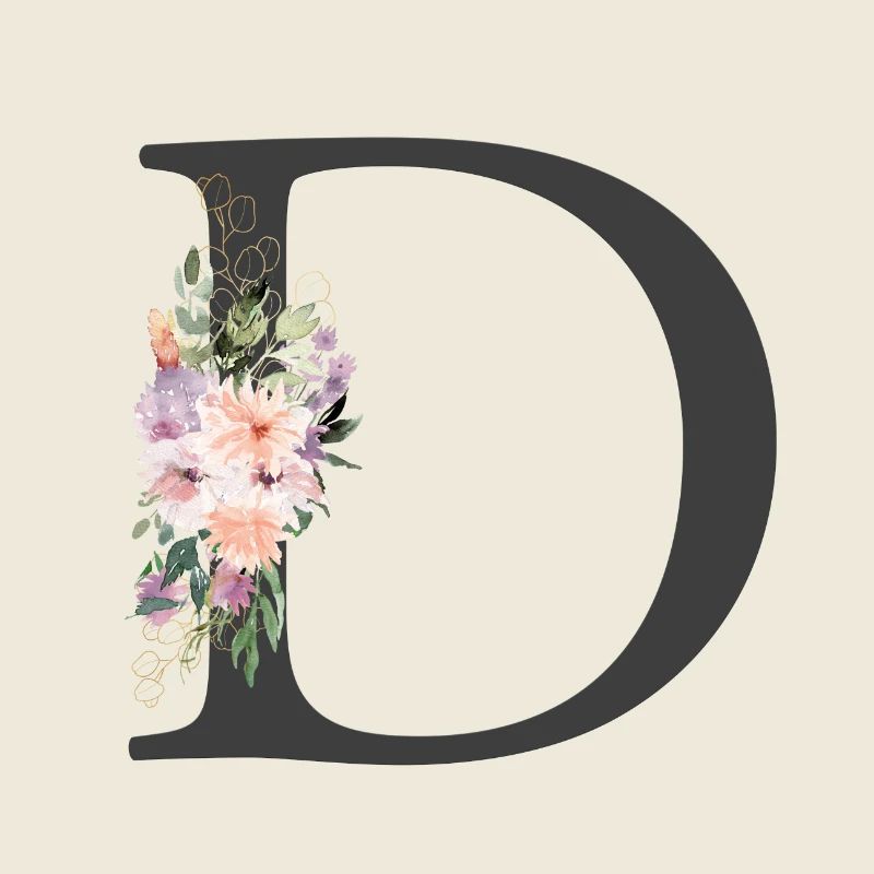 Lettre D, Monogramme, Fleurs