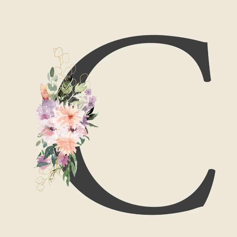 Buchstabe C, Monogramm, Blumen