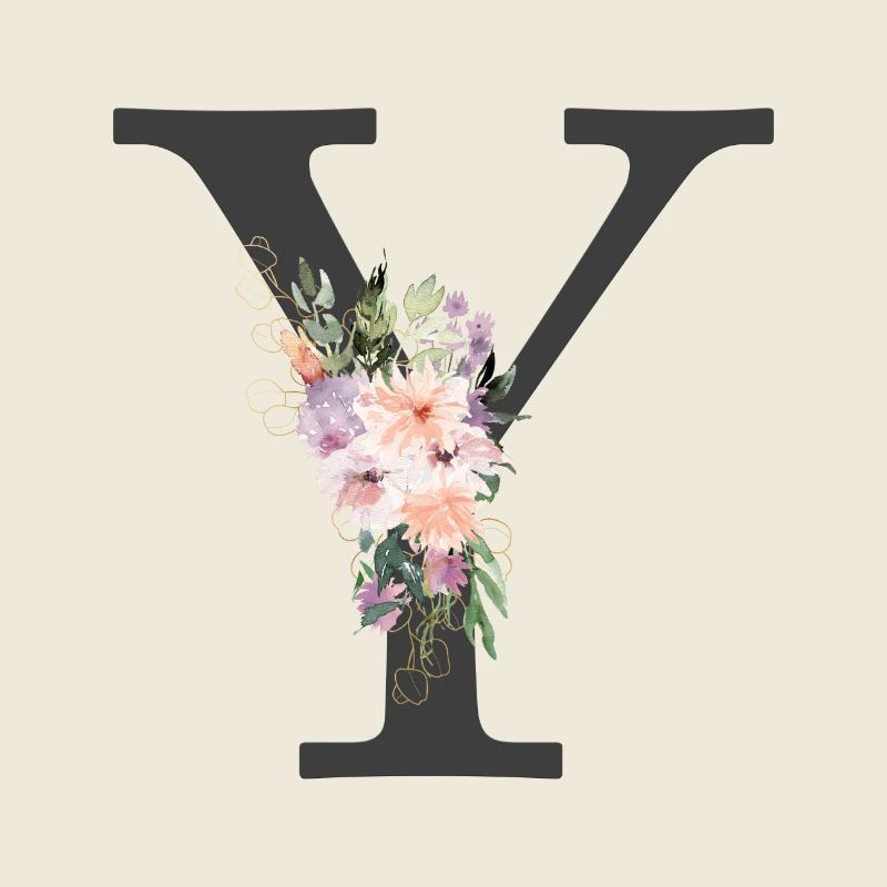 Lettre Y, Monogramme, Fleurs