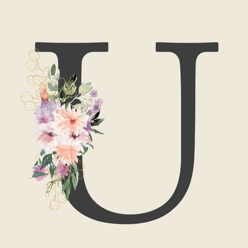 Lettre U, Monogramme, Fleurs