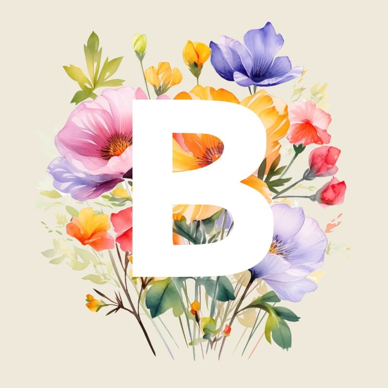 B Monogramm , bunter Blumenstrauss