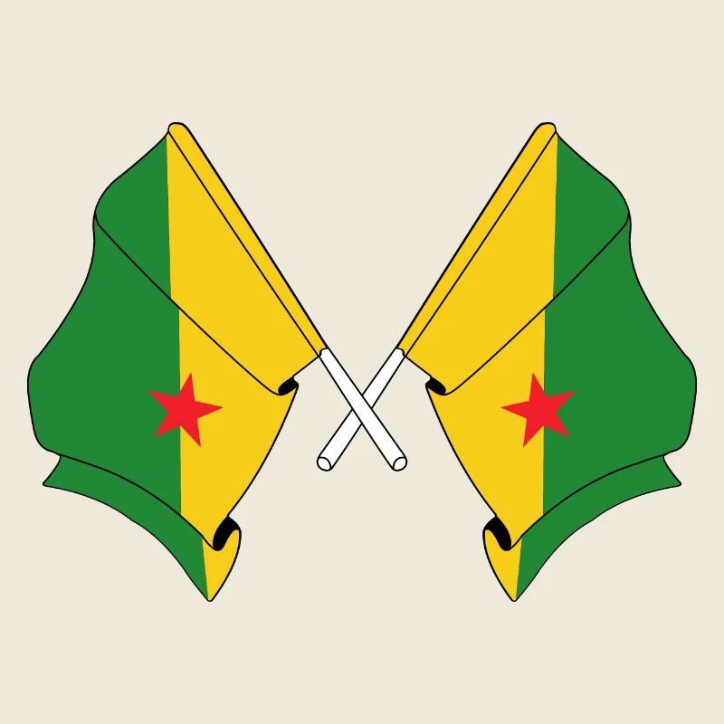 Deux drapeaux croisés de la Guyane