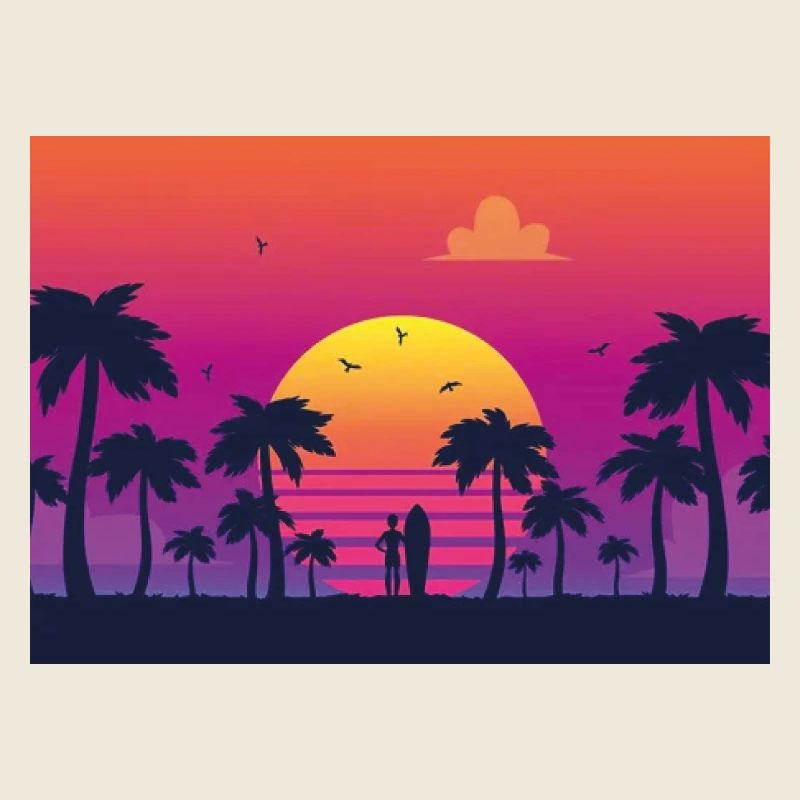 Surf au coucher du soleil