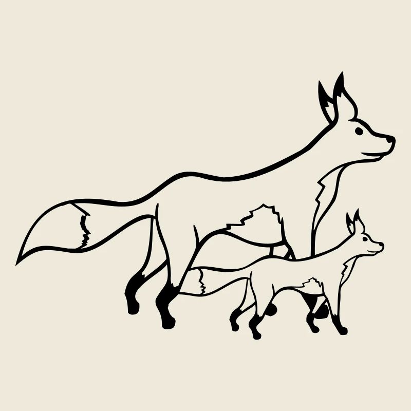 2 Füchse Mutter Rotfuchs Kleines Kind Vater Mama