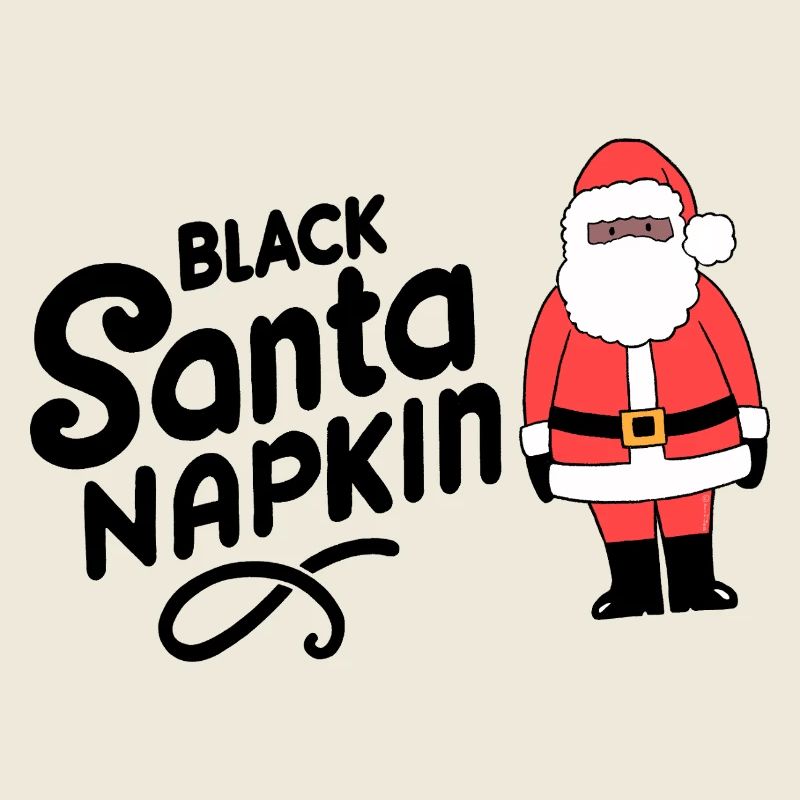 Serviette de table noire Père Noël