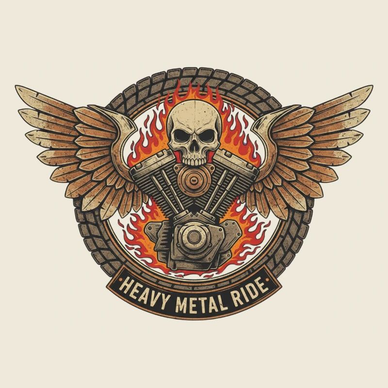 Motorcycle Biker V-Twin Motor Skull Skull Rocker