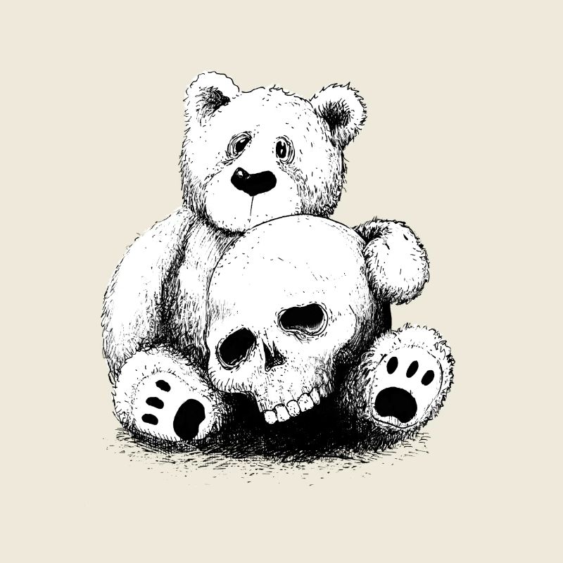 Bear With Skull BlackWhit