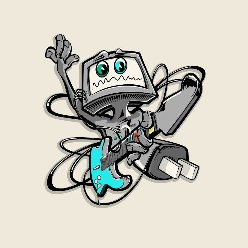 Cool computer guitarist in electro style