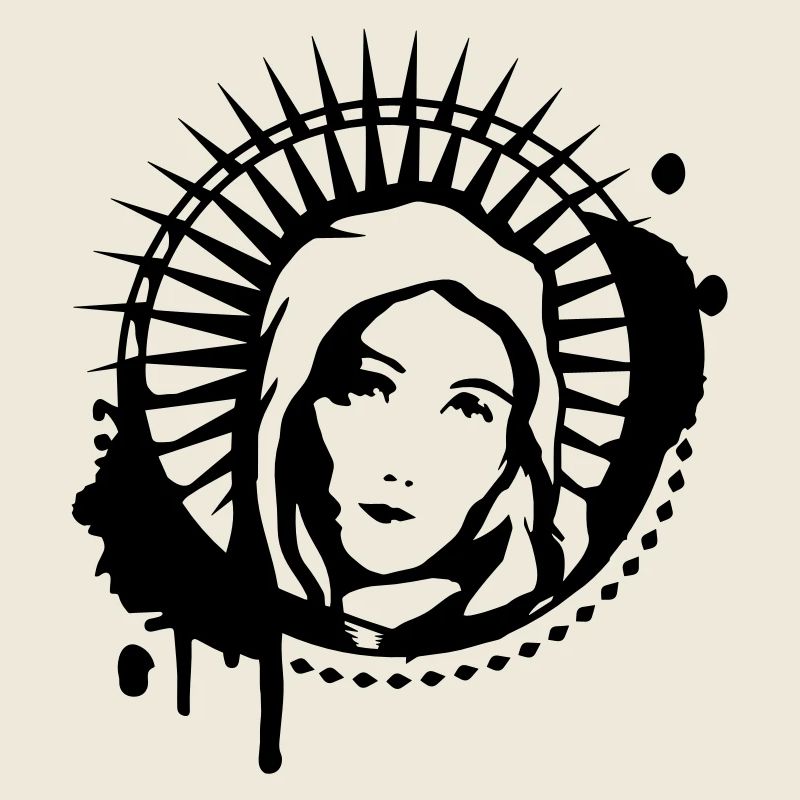 Holy Mary portrait graffiti stencil