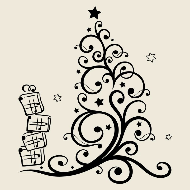 Weihnachtsbaum mit Geschenken und Sternen