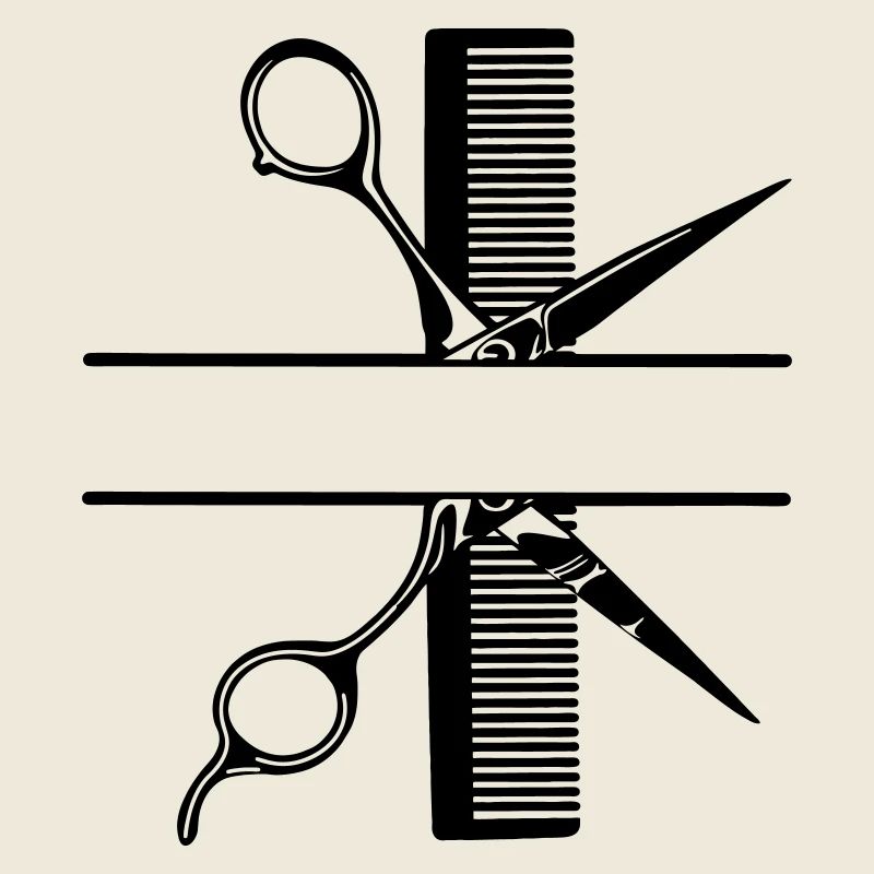 Schere mit Kammtextbanner
