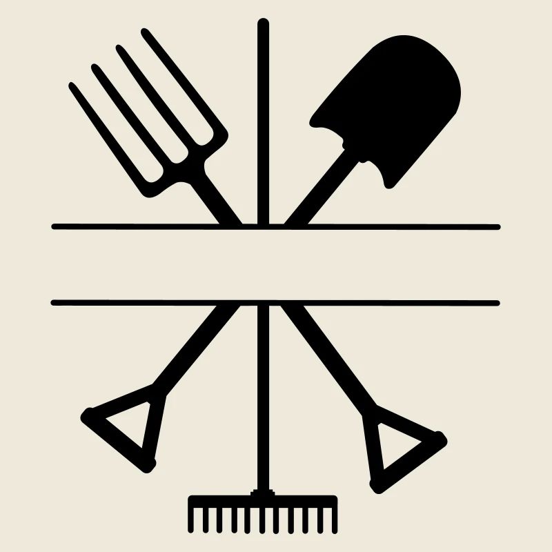 Outil de jardin croisé avec l’espace de texte