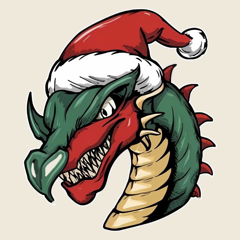 Drache mit Weihnachtsmütze