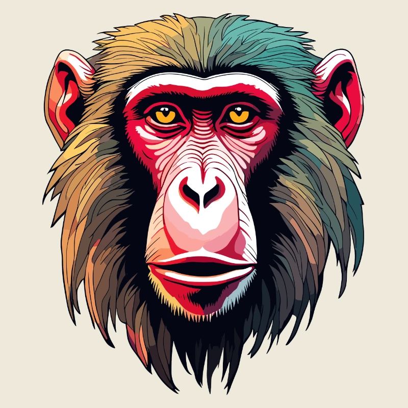 Affe / Tier / Zoo / Babian / Wild / Comic