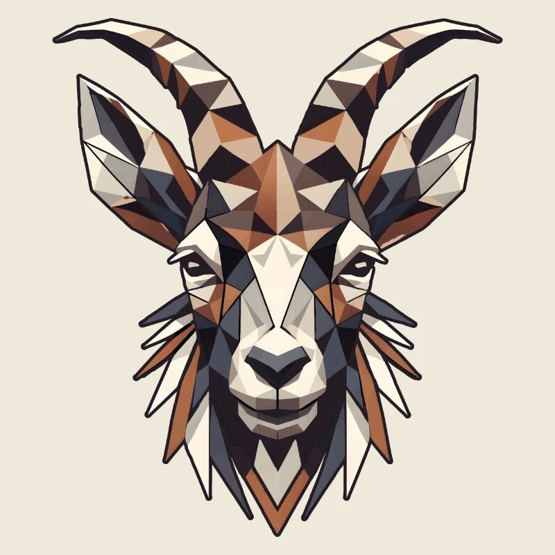 geometrischer Steinbock Kopf- Polygonen Motiv