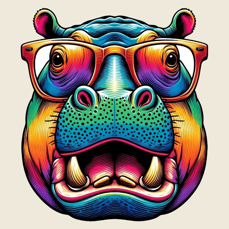 Nilpferd mit Brille