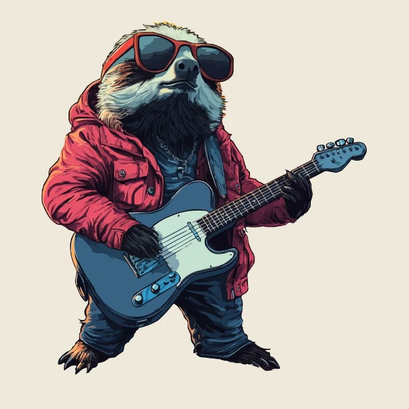 Faultier mit E-Gitarre