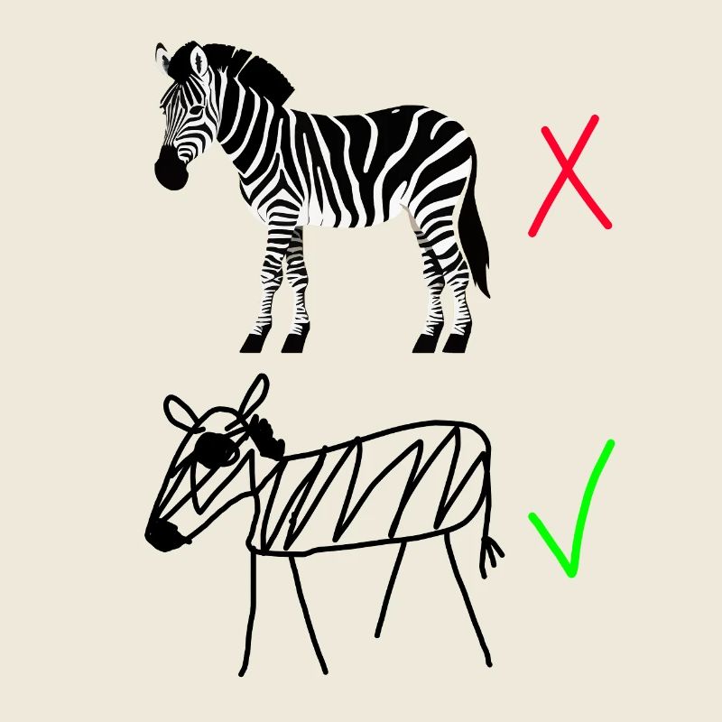 Zebra Contrast - Haute qualité vs zèbre dessiné à la main
