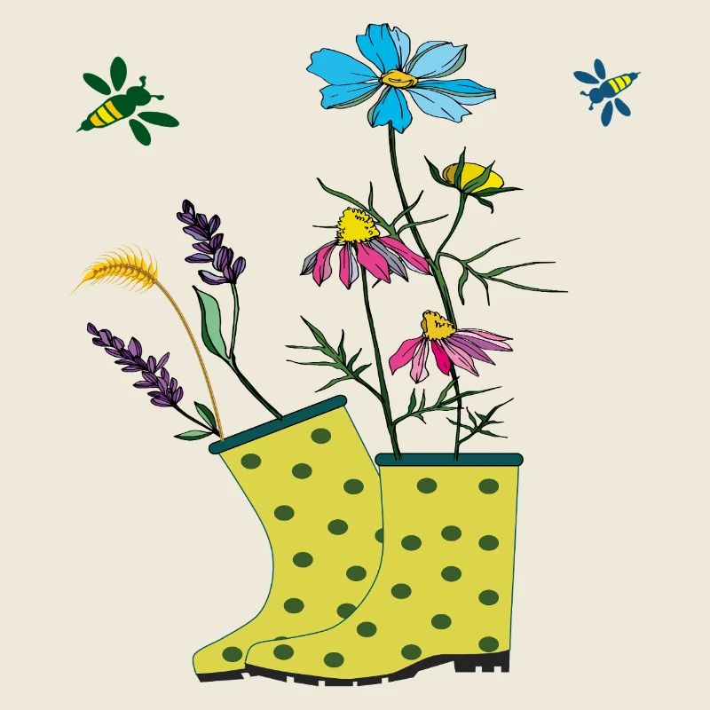 Garten Stiefel mit Blumen und Kräuter