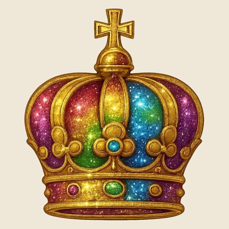 Regenbogen-Glitzerkronen-Design