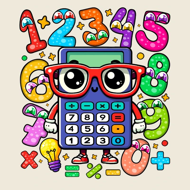 Number Whimsical Math Robot with Numbered Digits