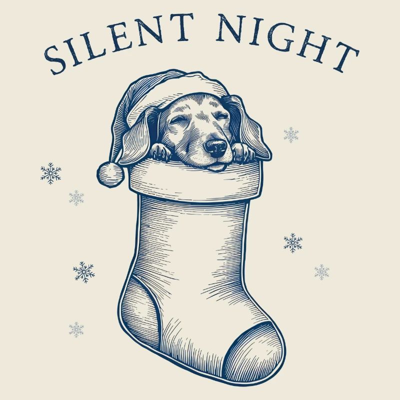 Douce nuit – Teckel dans un bas de Noël