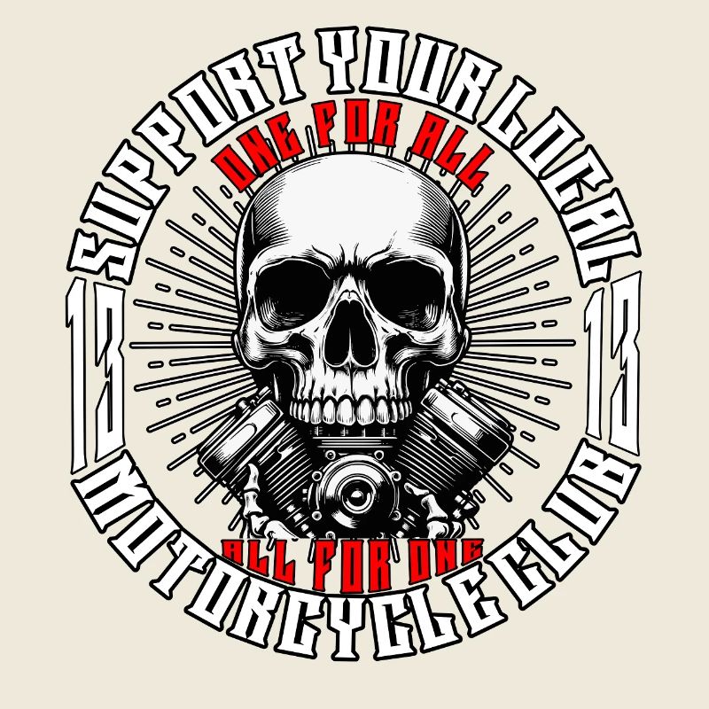 Biker Chopper Motorradfahrer Skull mit Motor