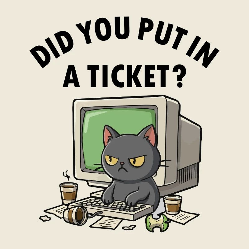 Helpdesk Cat Asks, you have created a ticket