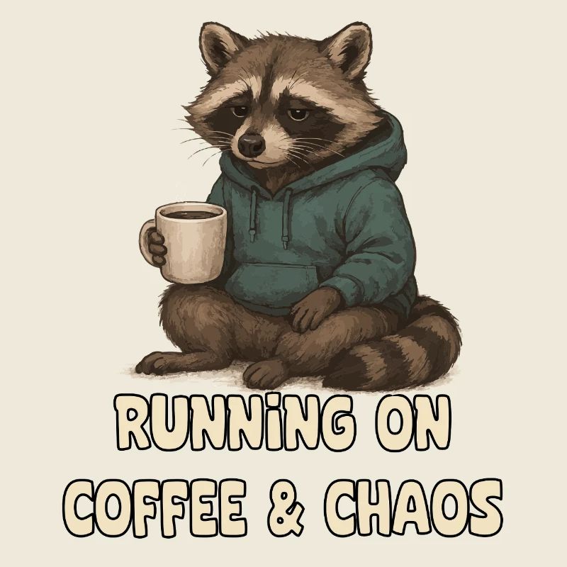 Waschbär mit Kaffee