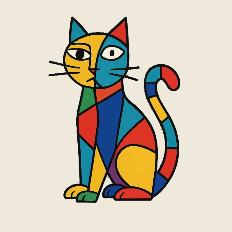 Variété de couleur de chat cubiste